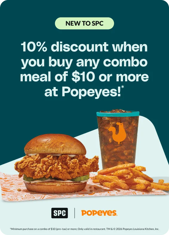 10% off your popeyes combo meal 10% off your popeyes combo meal